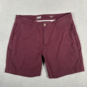 Mugsy Shorts Mens 34 Maroon Ports Chino Casual Stretch 7" Flat Front Pockets